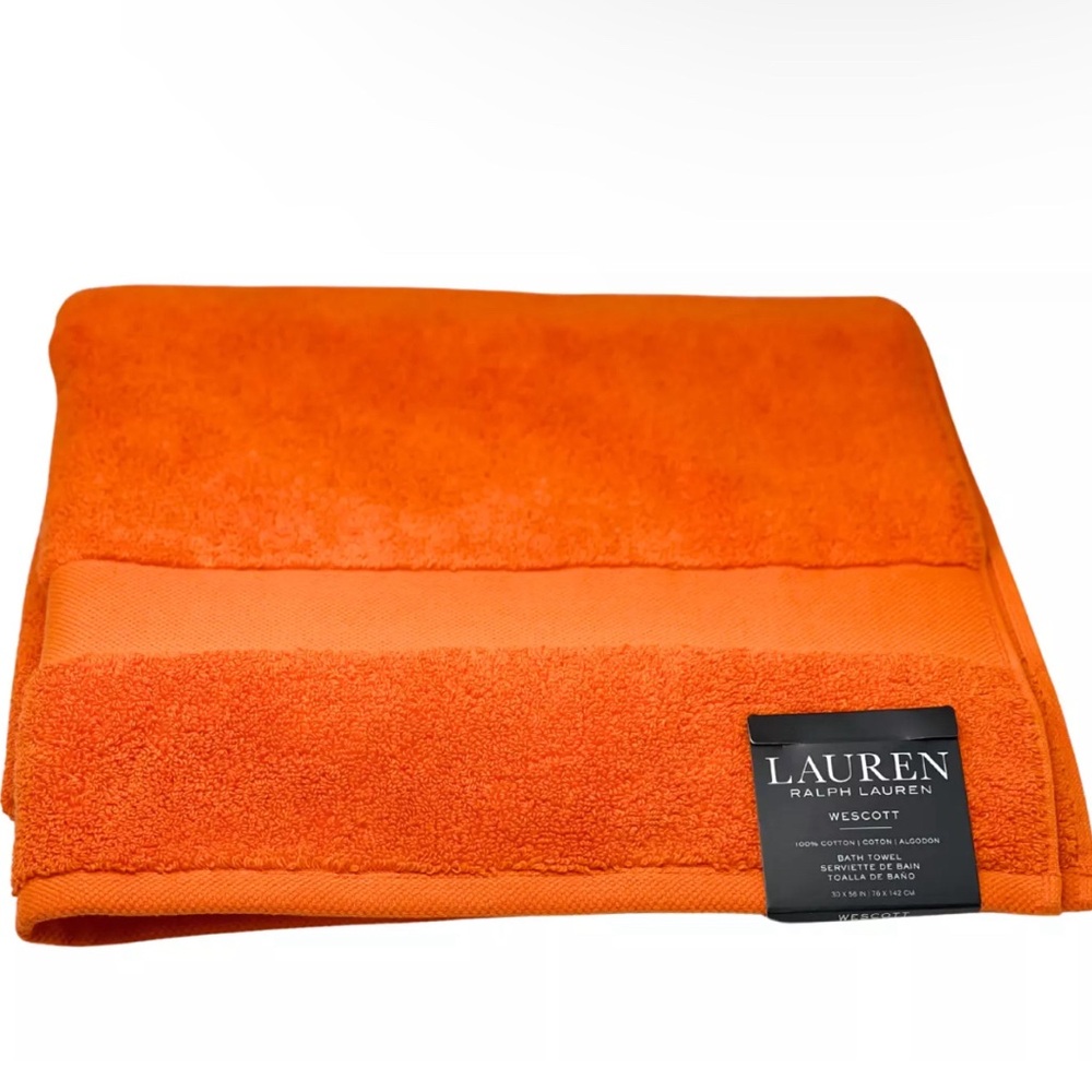 RALPH LAUREN WESCOTT Summer Orange Premium Soft Cotton Bath Towel 30"x 56” NWT - Picture 2 of 9